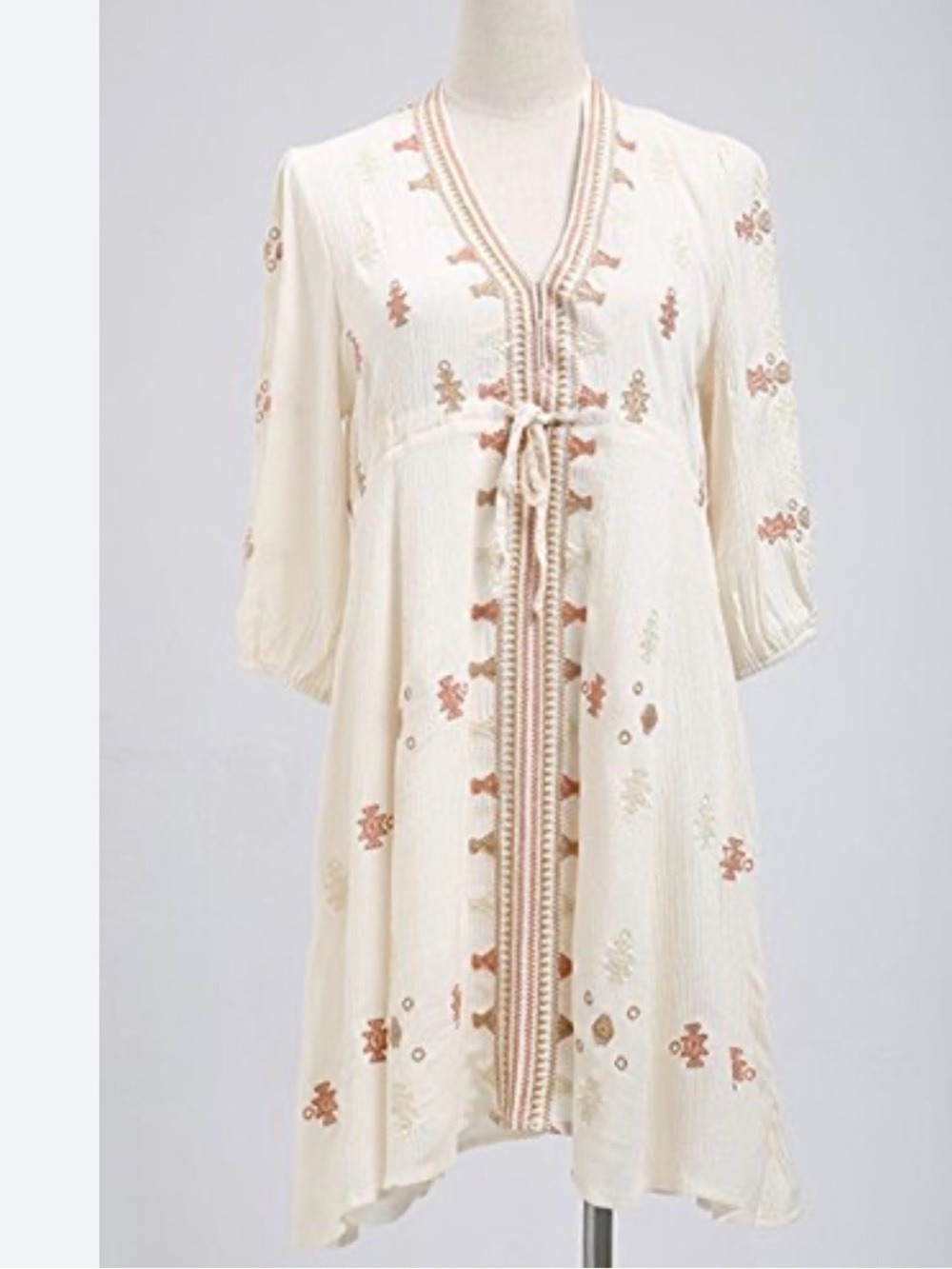 FREE PEOPLE INTIMATELY GAUZE EMROIDERD POPOVER DRESS BOHO, BEACHY SZ SMALL